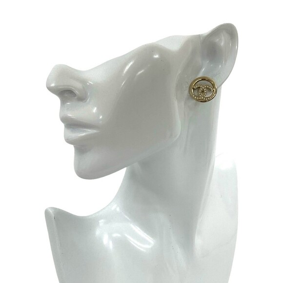 CHANEL Gold Logo Earrings